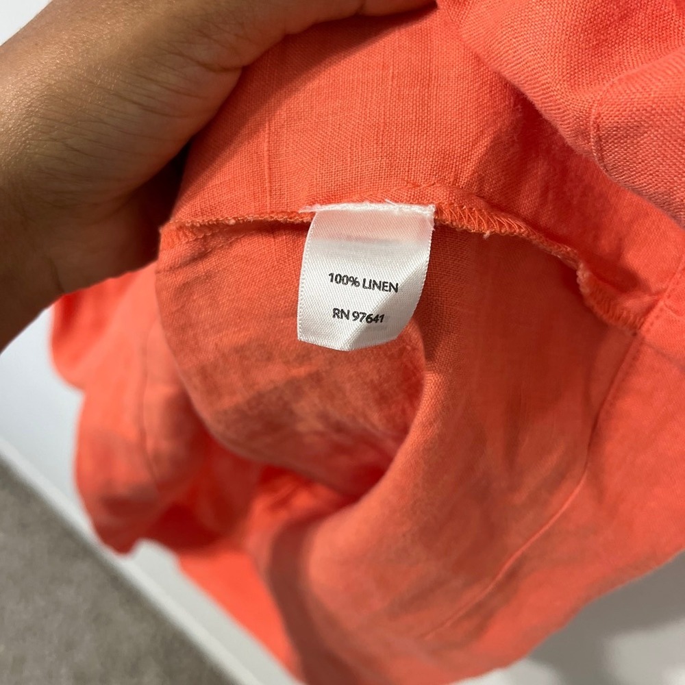 J Jill Linen Shift Dress Petite Medium Coral Orange Sleeveless Summer Boho - Picture 5 of 7